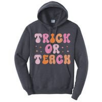 Retro Vintage Groovy Trick Or Teach Halloween Teacher Life Tall Hoodie