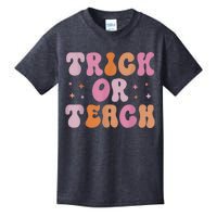 Retro Vintage Groovy Trick Or Teach Halloween Teacher Life Kids T-Shirt