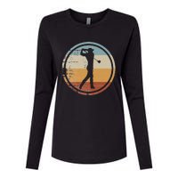 Retro Vintage Golfer Design Golf coach Womens Cotton Relaxed Long Sleeve T-Shirt