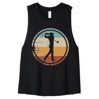 Retro Vintage Golfer Design Golf coach Women's Racerback Cropped Tank