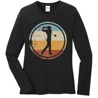 Retro Vintage Golfer Design Golf coach Ladies Long Sleeve Shirt