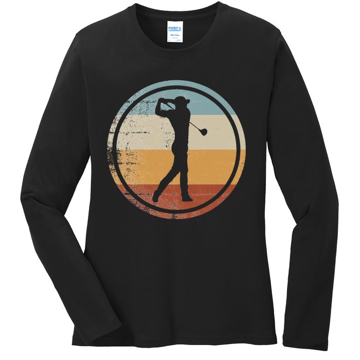 Retro Vintage Golfer Design Golf coach Ladies Long Sleeve Shirt