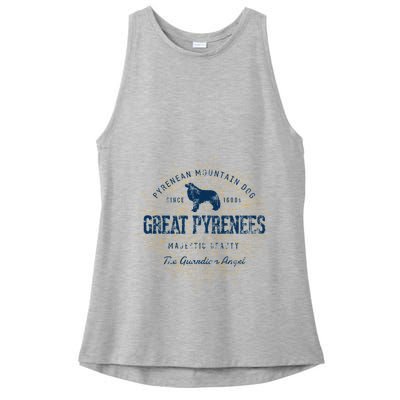 Retro Vintage Great Pyrenees Ladies PosiCharge Tri-Blend Wicking Tank