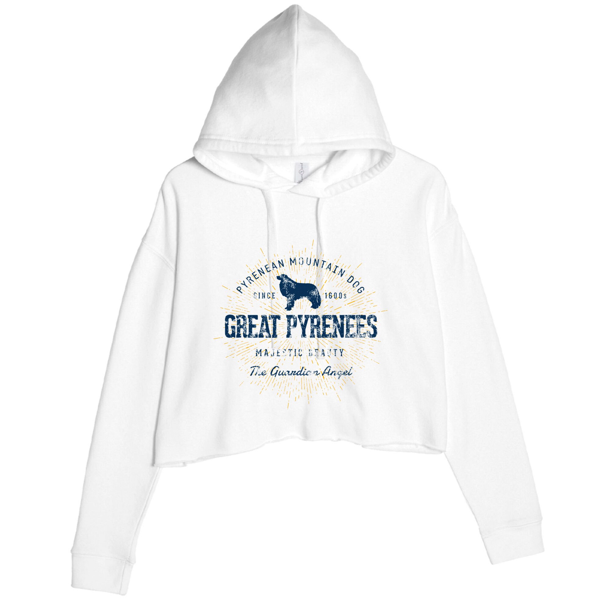 Retro Vintage Great Pyrenees Crop Fleece Hoodie
