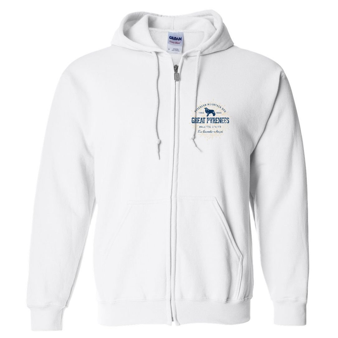 Retro Vintage Great Pyrenees Full Zip Hoodie
