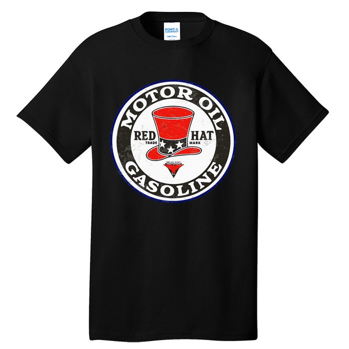 Retro Vintage Gas Station Red Hat Motor Oil Car Bikes Garage Tall T-Shirt