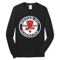 Retro Vintage Gas Station Red Hat Motor Oil Car Bikes Garage Tall Long Sleeve T-Shirt