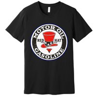 Retro Vintage Gas Station Red Hat Motor Oil Car Bikes Garage Premium T-Shirt