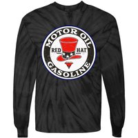 Retro Vintage Gas Station Red Hat Motor Oil Car Bikes Garage Tie-Dye Long Sleeve Shirt