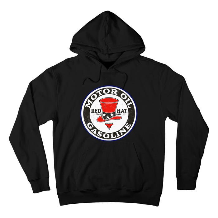 Retro Vintage Gas Station Red Hat Motor Oil Car Bikes Garage Tall Hoodie