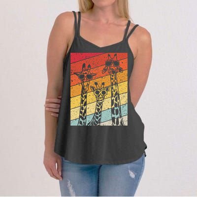 Retro Vintage Giraffe Sunglasses Gifts Funny Animal Lover Women's Strappy Tank