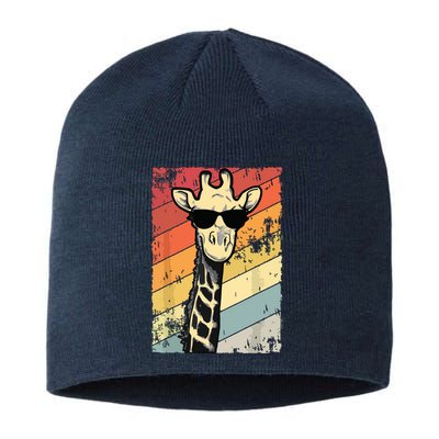 Retro Vintage Giraffe Sunglasses Gift Funny Animal Lover Sustainable Beanie