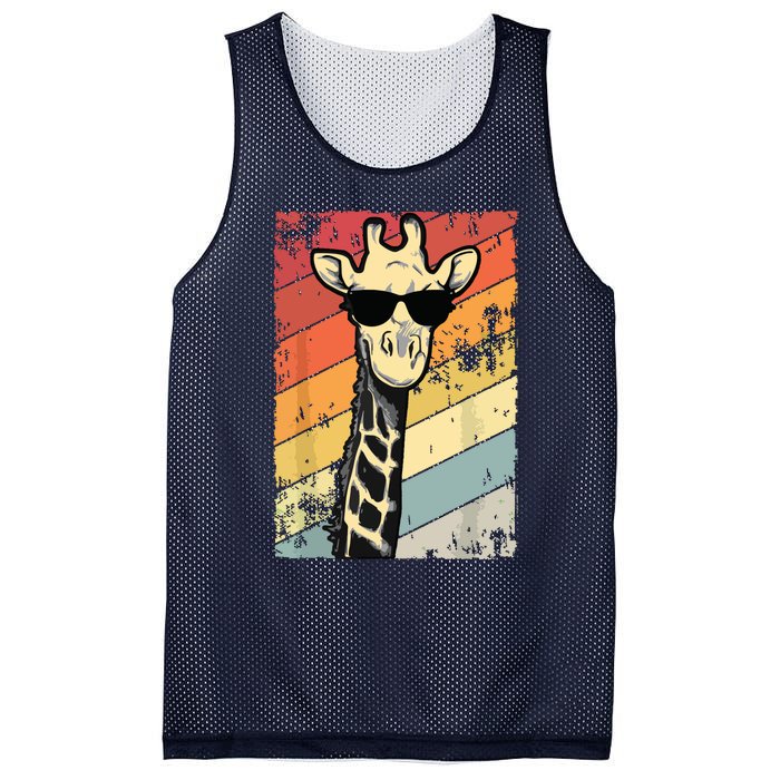 Retro Vintage Giraffe Sunglasses Gift Funny Animal Lover Mesh Reversible Basketball Jersey Tank