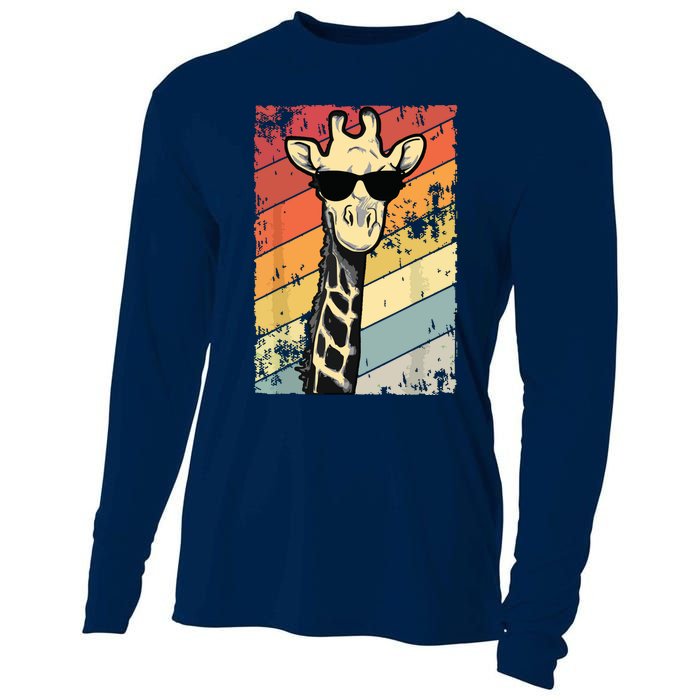 Retro Vintage Giraffe Sunglasses Gift Funny Animal Lover Cooling Performance Long Sleeve Crew