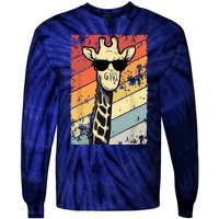 Retro Vintage Giraffe Sunglasses Gift Funny Animal Lover Tie-Dye Long Sleeve Shirt