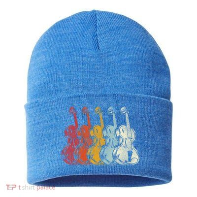 Retro Violin Gift Sustainable Knit Beanie