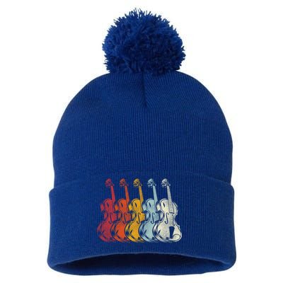 Retro Violin Gift Pom Pom 12in Knit Beanie