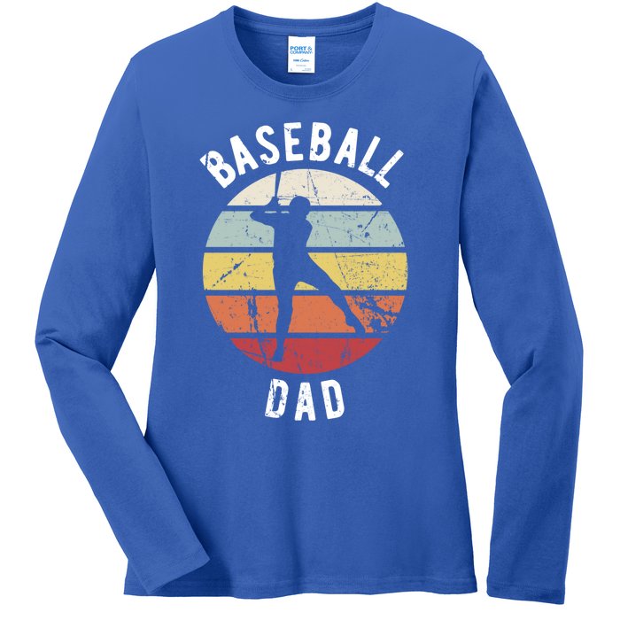 Retro Vintage Gift Sports Fan Gift Funny Baseball Dad Great Gift Ladies Long Sleeve Shirt