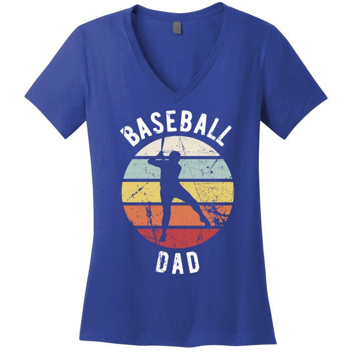 Retro Vintage Gift Sports Fan Gift Funny Baseball Dad Great Gift Women's V-Neck T-Shirt