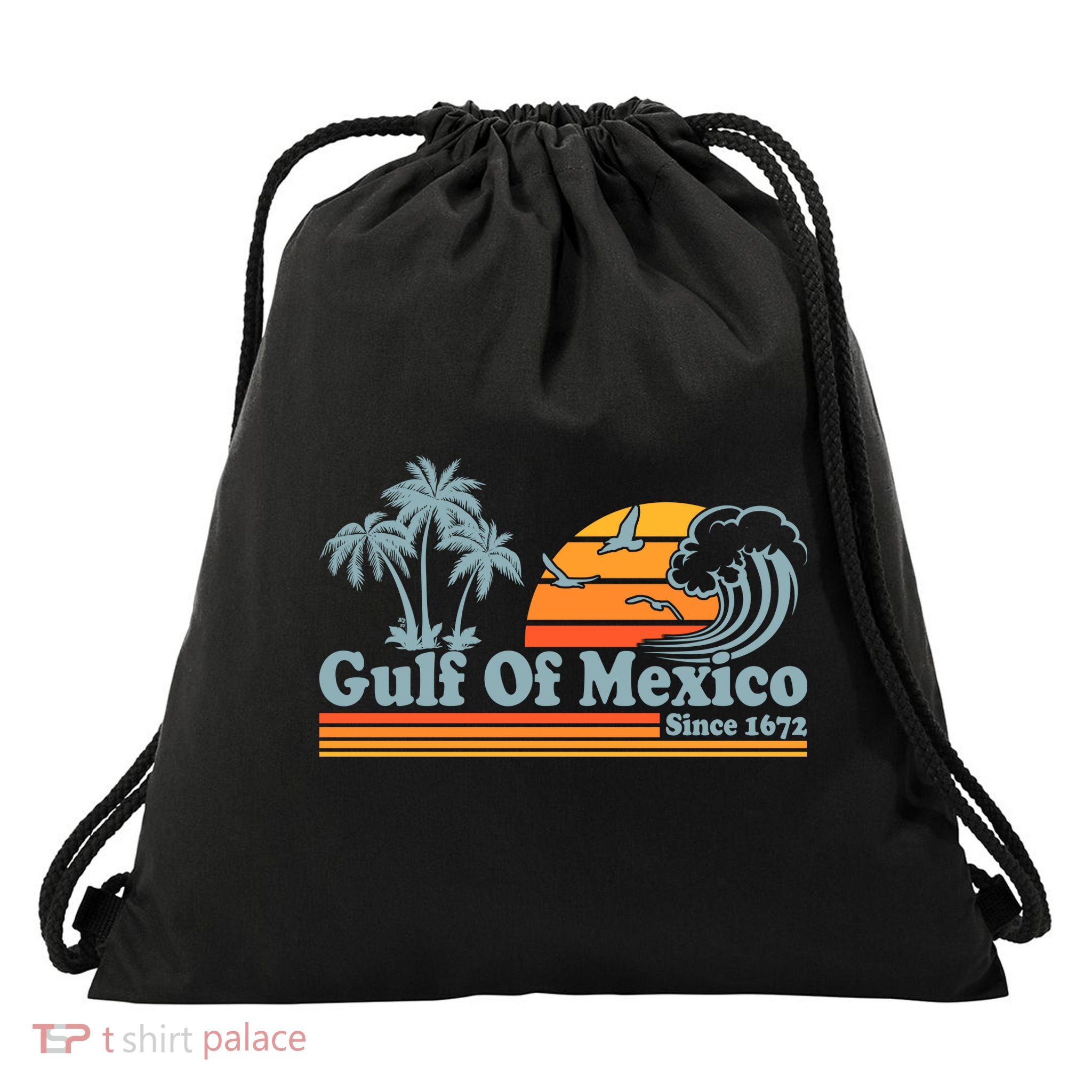 Retro Vintage Gulf Of Mexico Since 1672 Drawstring Bag