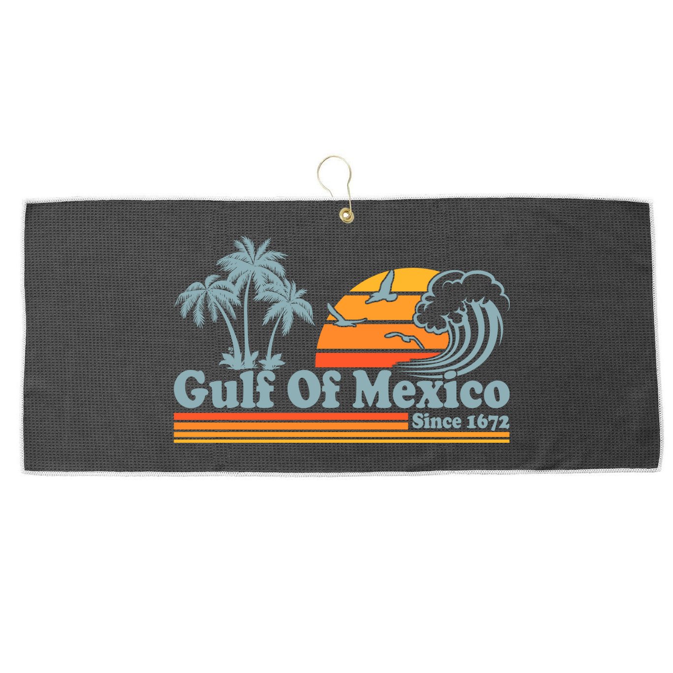 Retro Vintage Gulf Of Mexico Since 1672 Large Microfiber Waffle Golf Towel