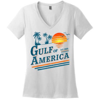 Retro Vintage Gulf Of US America 2025 American Gifts Women's V-Neck T-Shirt