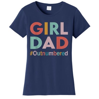 Retro Vintage Girl Dad Outnumbered Funny Fathers Day Women's T-Shirt