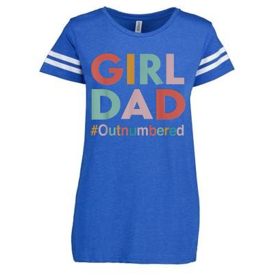 Retro Vintage Girl Dad Outnumbered Funny Fathers Day Enza Ladies Jersey Football T-Shirt