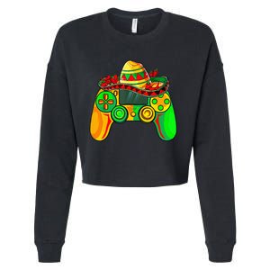 Retro Video Gamer Cinco De Mayo Let's Fiesta Party Gaming Cropped Pullover Crew