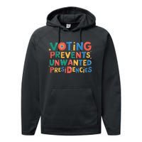 Retro Vintage Groovy Voting Prevents Unwanted Presidencies Performance Fleece Hoodie