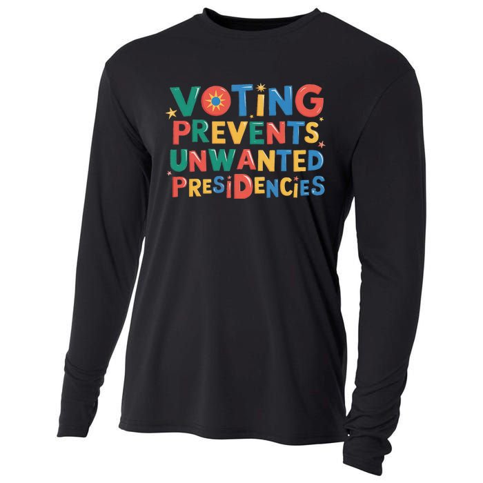 Retro Vintage Groovy Voting Prevents Unwanted Presidencies Cooling Performance Long Sleeve Crew