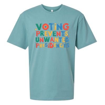 Retro Vintage Groovy Voting Prevents Unwanted Presidencies Sueded Cloud Jersey T-Shirt