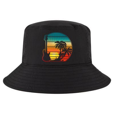 Retro Vintage Guitar Sunset Sunrise Island Cool Comfort Performance Bucket Hat