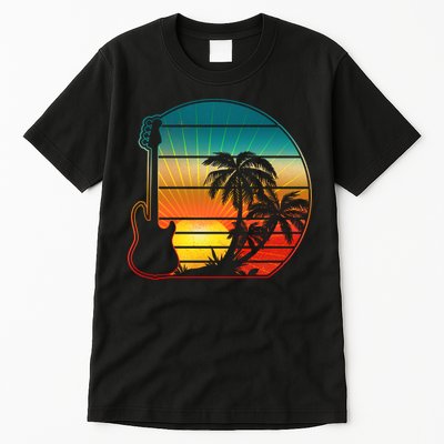 Retro Vintage Guitar Sunset Sunrise Island Tall T-Shirt