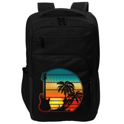 Retro Vintage Guitar Sunset Sunrise Island Impact Tech Backpack