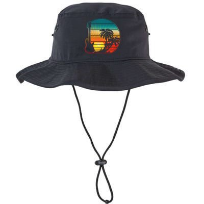 Retro Vintage Guitar Sunset Sunrise Island Bucket Hat