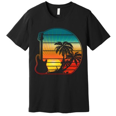 Retro Vintage Guitar Sunset Sunrise Island Premium T-Shirt