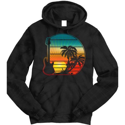 Retro Vintage Guitar Sunset Sunrise Island Tie Dye Hoodie