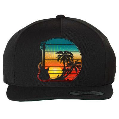 Retro Vintage Guitar Sunset Sunrise Island Wool Snapback Cap
