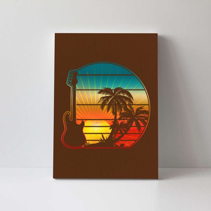 Retro Vintage Guitar Sunset Sunrise Island Canvas