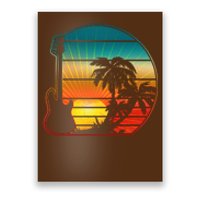 Retro Vintage Guitar Sunset Sunrise Island Poster