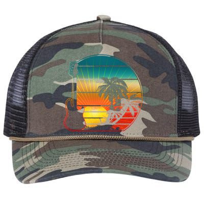 Retro Vintage Guitar Sunset Sunrise Island Retro Rope Trucker Hat Cap