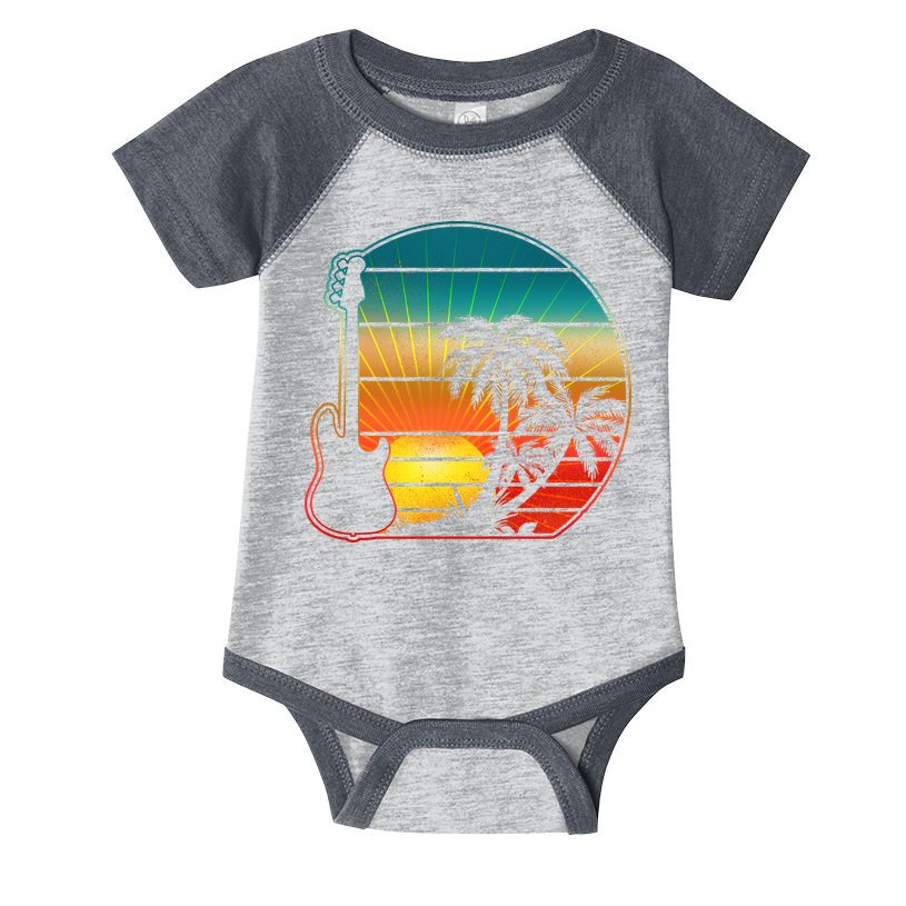 Retro Vintage Guitar Sunset Sunrise Island Infant Baby Jersey Bodysuit