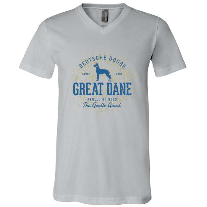 Retro Vintage Great Dane V-Neck T-Shirt