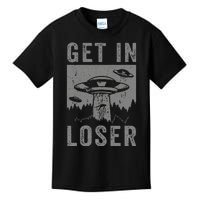 Retro Vintage Get In Loser Funny Ufo Alien Abduction Kids T-Shirt