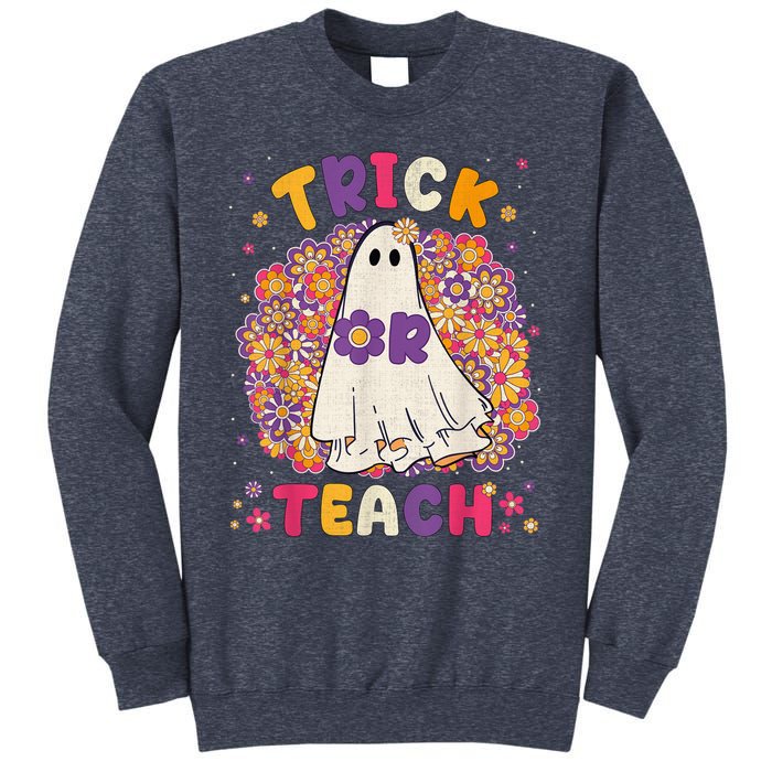 Retro Vintage Groovy Trick Or Teach Halloween Teacher Life Sweatshirt