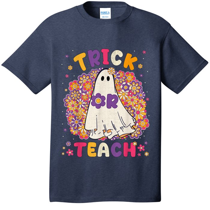 Retro Vintage Groovy Trick Or Teach Halloween Teacher Life T-Shirt