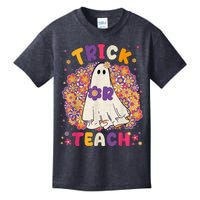 Retro Vintage Groovy Trick Or Teach Halloween Teacher Life Kids T-Shirt