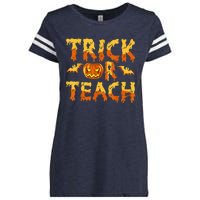 Retro Vintage Groovy Trick Or Teach Halloween Teacher Life Enza Ladies Jersey Football T-Shirt