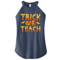 Retro Vintage Groovy Trick Or Teach Halloween Teacher Life Women's Perfect Tri Rocker Tank